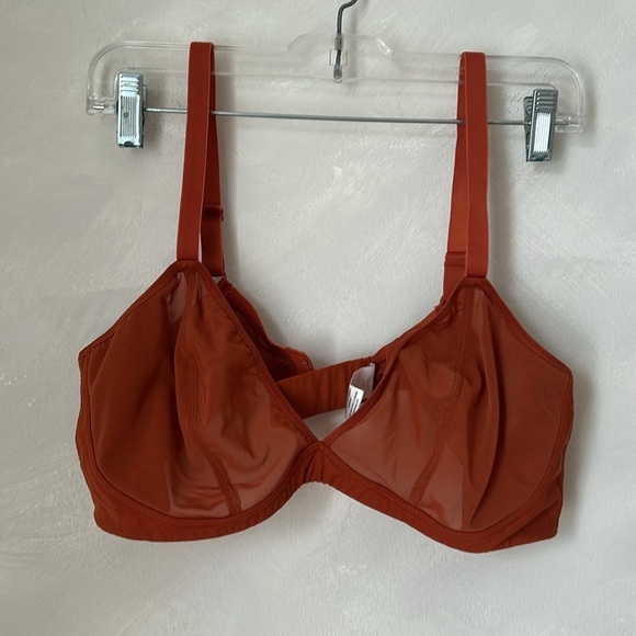 Knix v Ashley Graham mesh Deep V Bra size XXL 40B 40C orange rust - Picture 3 of 7